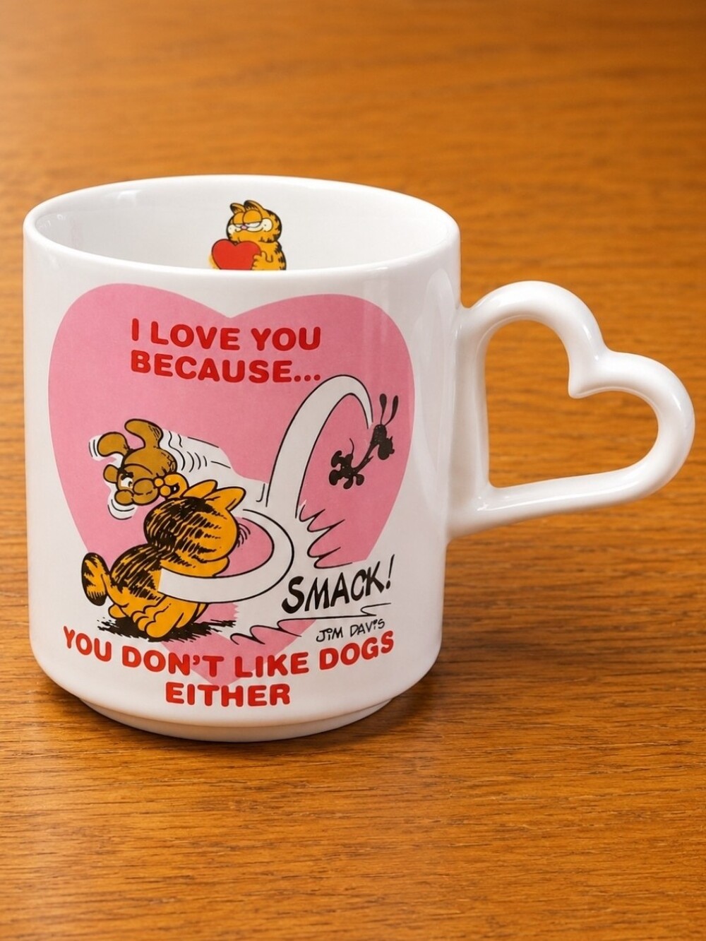 VTG Enesco Garfield Heart Handle Mug I Love You Because You Don't Like...